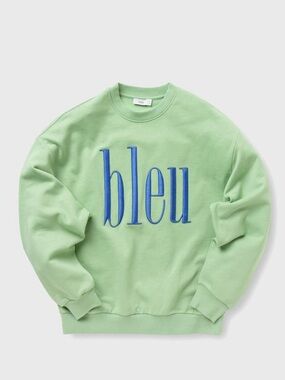 Closed 100% Cotton Apple Green Bleu Embroidered Crewneck Sweatshirt size Large
